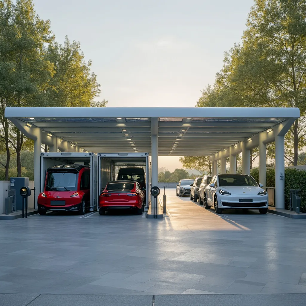 Estación con cargadores eléctricos